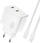 Karikues muror Dudao A28PCEU, 45W GaN, 2x USB-C PD, i bardhë