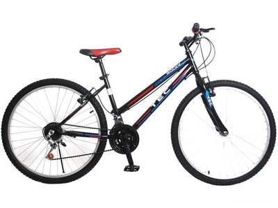 Biçikletë malore Tec Mountain Bike, 26", 21 marshe, blu e zezë e kuqe
