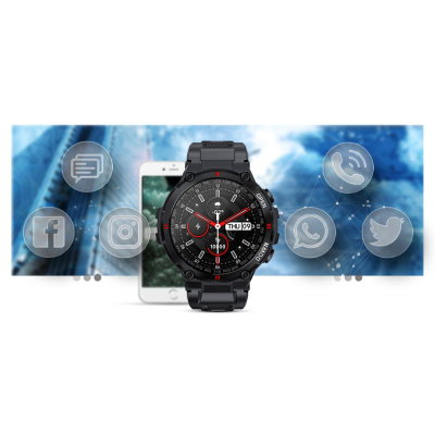 Smartwatch Giewont GW430-1, sportiv, që s’e ha uji, i zi