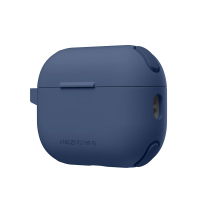 Mbështjellës Amazingthing Omni Case për AirPods Pro 2, silikon, me karabiner, blu e errët
