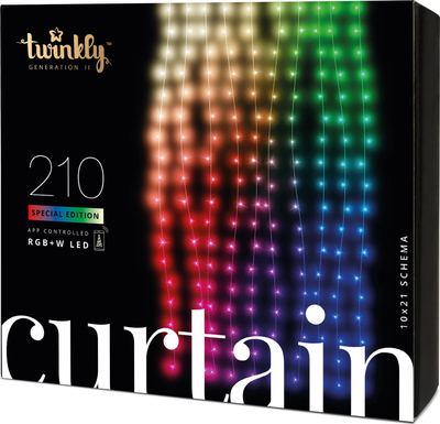 Drita zbukuruese Twinkly Special Edition Curtain Generation II, 210 LED RGB+W, smart, shumëngjyrëshe