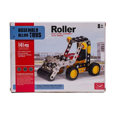 Lodër konstruktore metalike ADAR Roller, 141 pjesë, traktor me rulo, shumëngjyrëshe