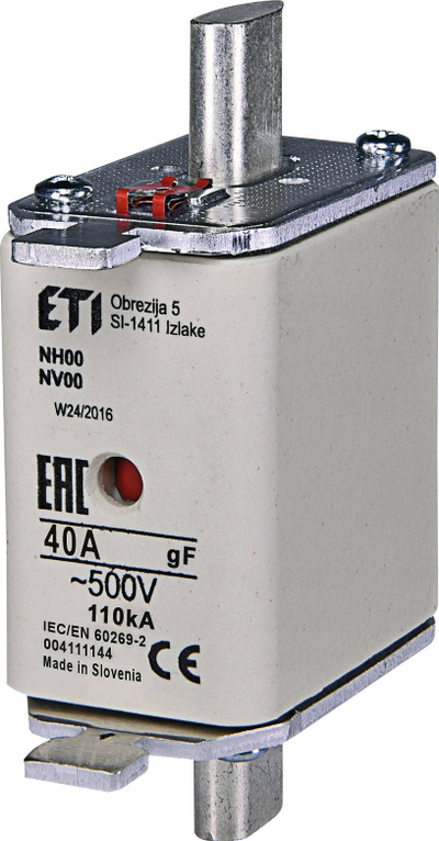 Siguresë HRC ETI WT-00 gF, 40A, 500V, e bardhë