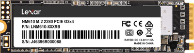 Disk SSD Lexar NM610, 1TB, M.2 2280 PCI-E x4 Gen3 NVMe