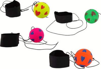 Top lodër Sponge Rubber Ball, 6 cm, me llastik dhe zemra, shumëngjyrësh