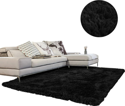 Qilim Shaggy Soft Modern, 80x150 cm, push i gjatë, i zi