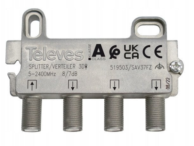 Ndarës SAT Televes SAV 39FN, me 3 dalje, gri