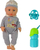 Kukull bebe LeanToys Baby Doll, me zë, me biberon, me pizhama gri
