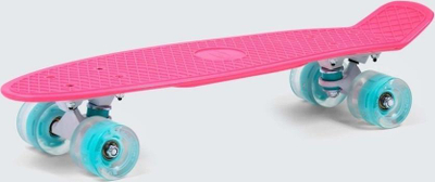 Skateboard LED me drita, rrota që ndizen, deri 100 kg, rozë