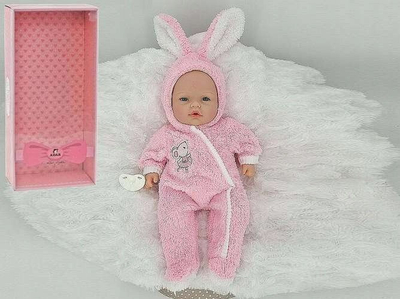 Kukull bebe Adar Baby Doll, 40cm, me kuti zëri që flet dhe këndon, rozë