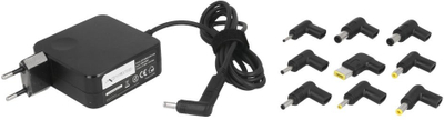 Karikues universal USB C për laptop, 65W, me 10 konektorë, i zi