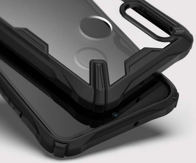 Këllëf telefoni Ringke Fusion X për Huawei P Smart 2019, material TPU dhe polikarbonat, antishok, ngjyrë e zezë