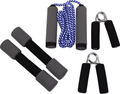 Set ushtrimesh MASTER, litar kercimi, hantela me shkumë, hand grips