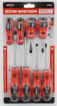Set kaçavidash Awtools S2, 8 copë, çelik CrV, kuqe e zezë