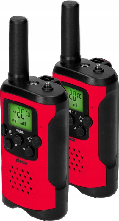 Set me Walkie Talkie për kalamaj Alecto FR115RD, rreze deri nja 7 km, set me 2 copë, i kuq e zi