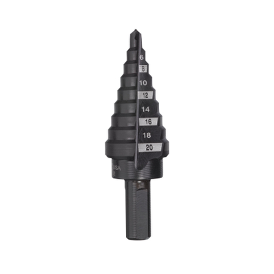 Stërvitje shkallë pa markë 4mm deri 20mm, çelik HSS, veshje black oxide