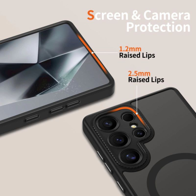 Mbulesë telefoni Tech-Protect MagCam për Samsung S25 Ultra, gati MagSafe, gjysmë transparente, e zezë mat