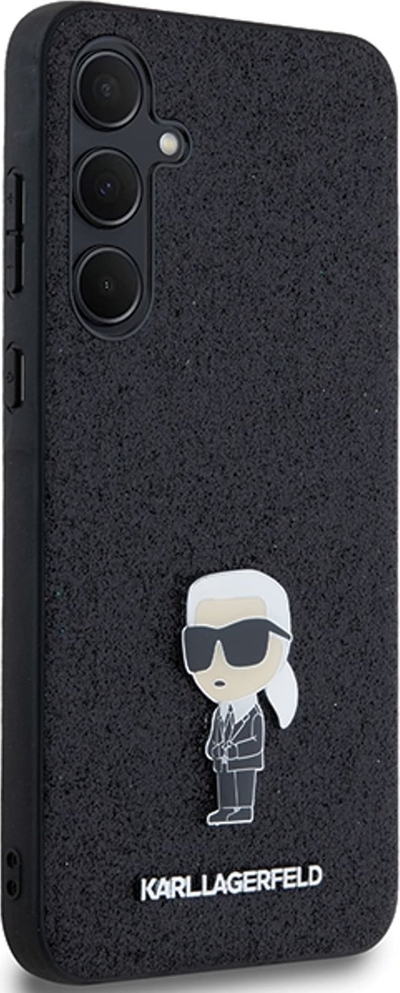 Mbrojtëse telefoni Karl Lagerfeld Fixed Glitter Ikonik, Samsung Galaxy A55 A556, hardcase, e zezë me shkëlqim