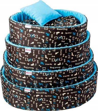 Shtrat për qen Diversa Funky Dog Bed 3, oval, me jastëk, blu
