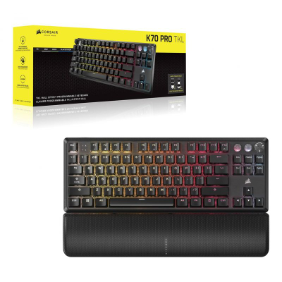 Tastierë gaming Corsair K70 Pro TKL, mekanike, RGB, e zezë