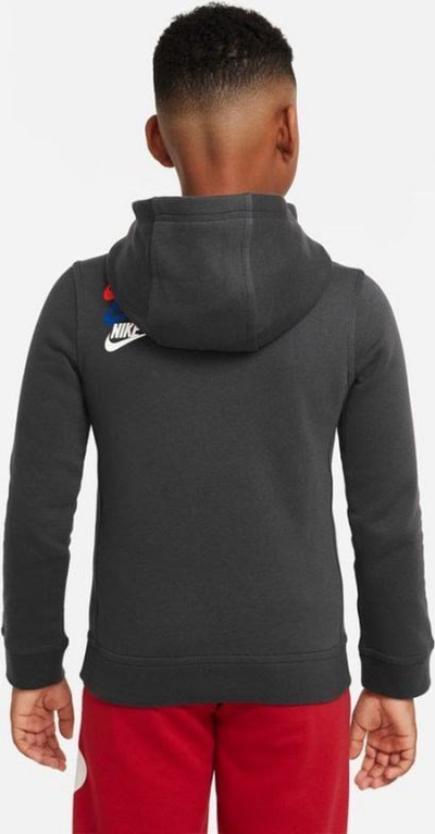 Bluzë me kapuç Nike me logo, pambuk poliester, për kalamaj, gri e errët