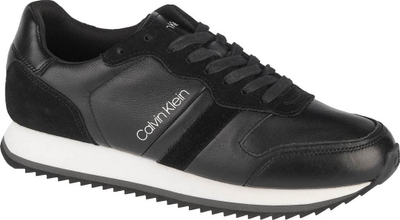 Atlete Calvin Klein Low Top, lëkurë natyrale, për burra, të zeza