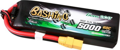 Bateri LiPo Gens Ace 3S1P, 5000mAh, 11.1V 60C, me prizë XT90