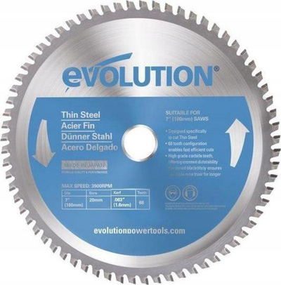 Teh për sharra rrethore Evolution TCT, 180 mm, 68 dhëmbë, të argjendtë