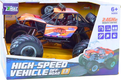 Makina me pult Lean Toys Off-road RC Car 1:8, amortizatorë, 12 km/h, portokalli