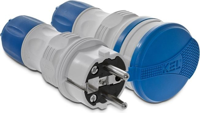 Set prizë dhe fole industriale KEL EXTREM ZWG-54, 16A 2P+E, 250V IP54, gri blu