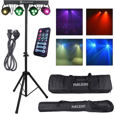 Set ndriçimi DJ Light4Me Belka LED Flower, 4 drita LED RGBW, me stativ, i zi