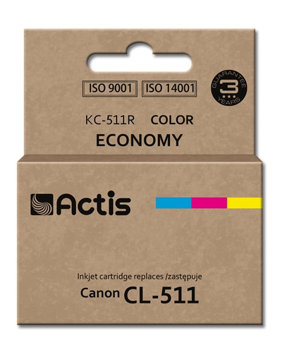 Ngjyrë për printer Actis KC-511R (zëvendësim për Canon CL-511), 12 ml, e kaltër / vjollcë /  e verdhë