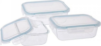 Set enësh për drekë Bigbuy Home, 3 copë, xhami dhe polipropilen, transparent