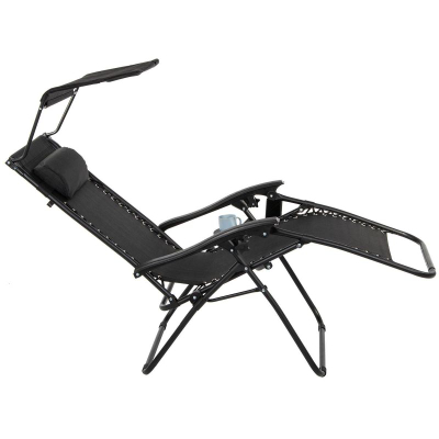 Karrige shtrime kopshti Saska Garden, palose “zero gravity”, me tendë dhe jastëk koke, e zezë