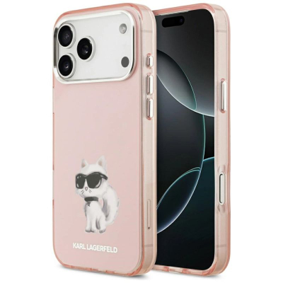 Kapak telefoni Karl Lagerfeld IML MagSafe, iPhone 17 Pro Max, rozë transparent
