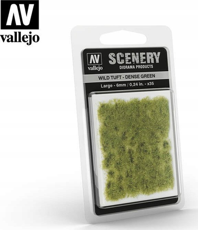 Tufa вештачка трева Acrylicos Vallejo Wild Tuft Dense Green Large, 6mm, густа зелена