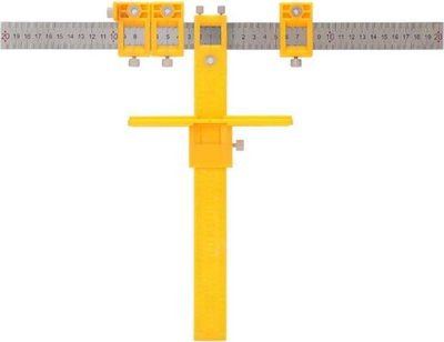 Shabllon matës për vrima, shkallë 20 cm, diametër vrime 5 mm, i verdhë