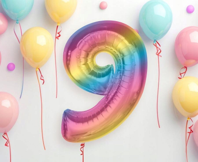 Balon folie numri 9 Rainbow, 92 cm, shumëngjyrësh