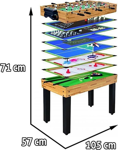 Tavolinë lojrash GAME 12 në 1, 105x57x71cm, dru, shumëngjyrëshe