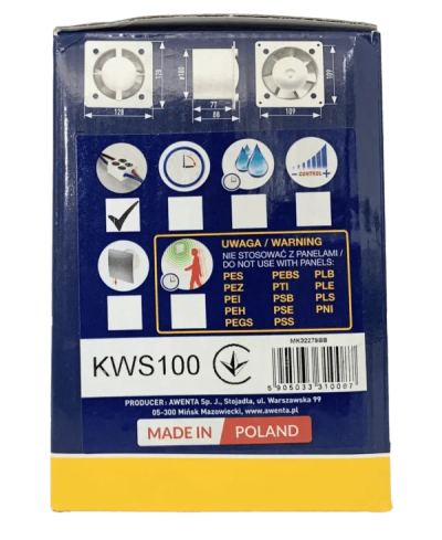 Korpus ventilatori Awenta Silent 100 System+, 100mm, për banjo kuzhinë, i bardhë