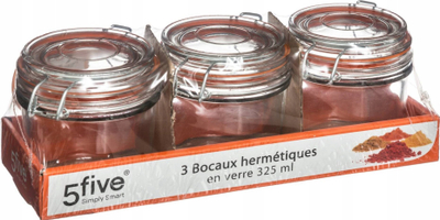 Set kavanozësh qelqi me kapak, 350 ml, 3 copë, transparentë