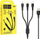 Kabllo USB Denmen 29360, USB A në USB C microUSB Lightning, 1 m, e zezë
