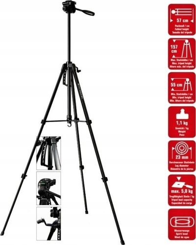 Tripod Braun LW 3001S, 57-157 cm, mban deri 5 kg, i zi