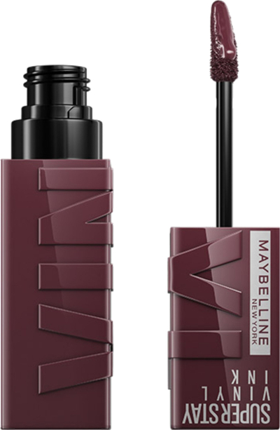 Buzëkuq i lëng Maybelline SuperStay Vinyl Ink 135 Fearless, me shkëlqim, që rri gjatë