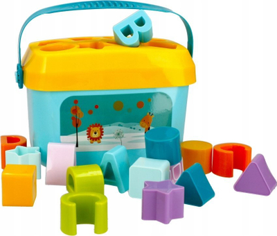 Lodër edukative sorter BAM BAM 492806, me gurë forme, kovë plastike, e verdhë