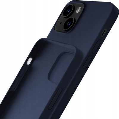 Kapak silikoni 3MK për iPhone 15 Plus, mbrojtës, blu navy
