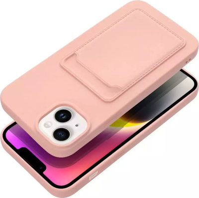 Maskë Forcell Card Case për iPhone 14 Plus, silikoni, me xhep për kartë, rozë