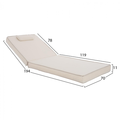 Jastëk shezlloni HM11237.60T 198×70×10 cm, bezhë