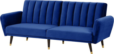 Divan krevate VIMMERBY, 3 ulëse, kadife, blu e errët