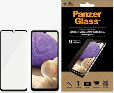 Xham mbrojtës PanzerGlass E2E për Samsung A12 A23 M23 5G M33 5G, rri mirë me kapak, me kornizë të zezë